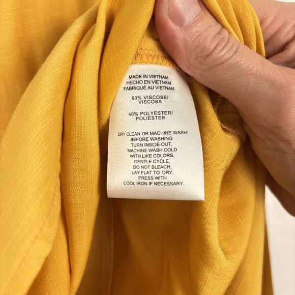 NWT Jones New York Blouse Women’s Medium Mustard Yellow V-Neck Long Sleeve‎ - Picture 12 of 16